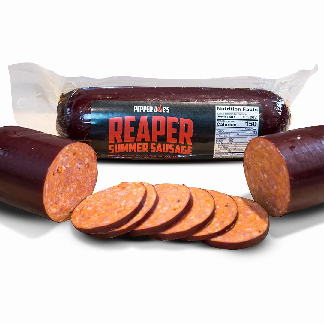 Reaper Summer Sausage  Slow Smoked Spicy Summer Sausage with Worlds Hottest   Premium Midwestern Meat 12 Ounces