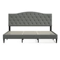 thumbnail image 4 of Oros Upholstered Platform Bed Frame / Tufted Camelback / Mattress Foundation / Wood Slat Support / No Box Spring Needed / Easy Assembly, Stone, King, 4 of 7