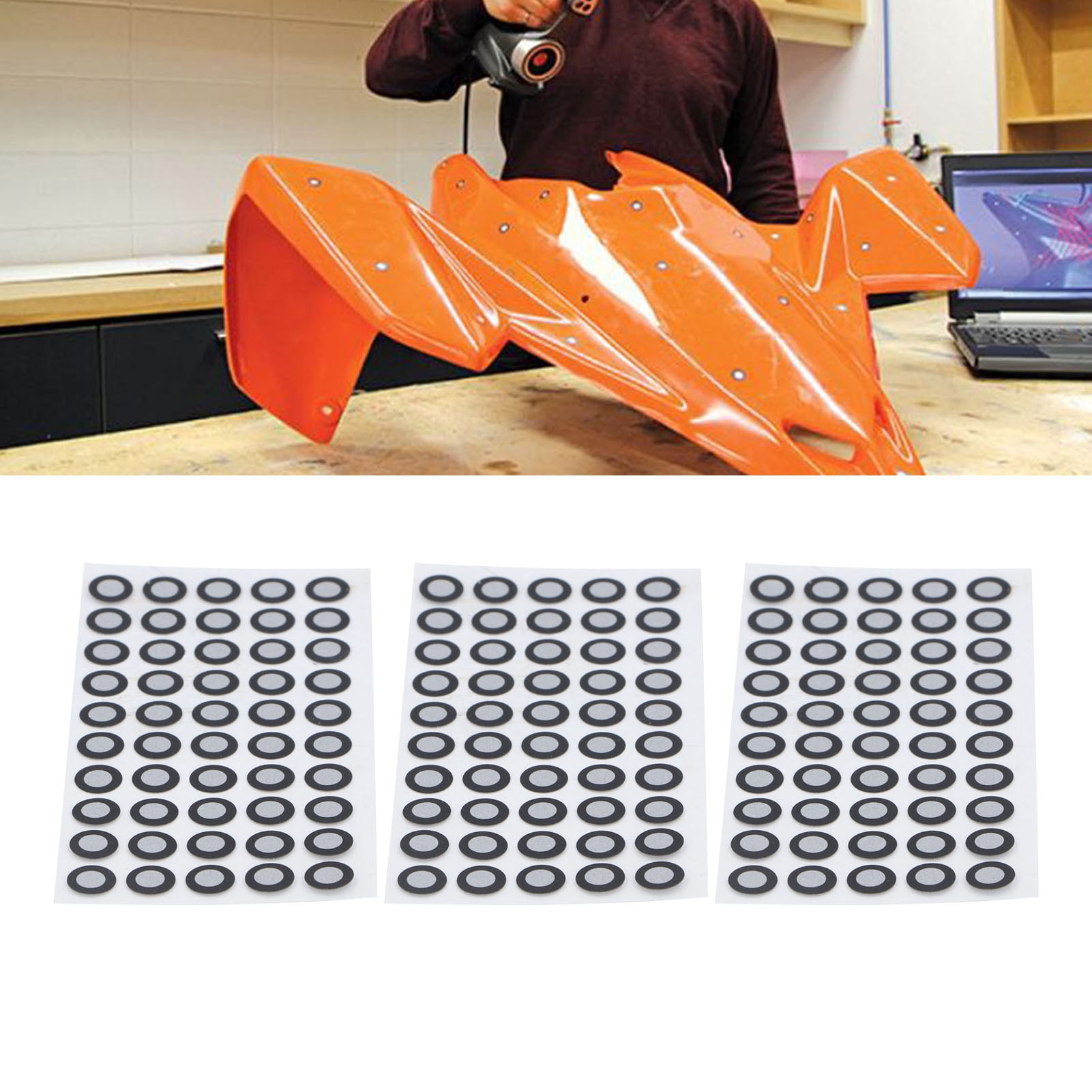 Marker 1200 Pcs 3D Scanning Marker 6mm ID 10mm OD High Reflective Strong Adhesive 3D Tracking Dot Reference Point Marker