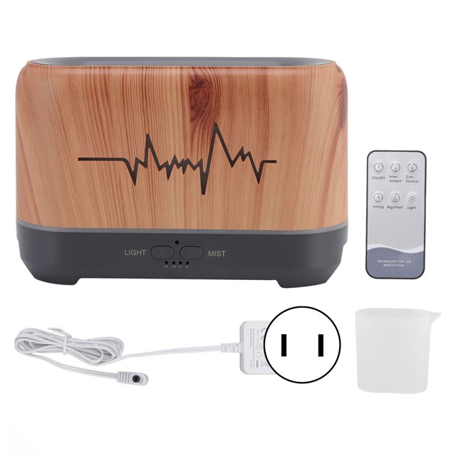 Humidificador de aceite esencial de 200 ml con luz de llama, funcionamiento silencioso, difusor de aroma con control remoto y enchufe estadounidense de 100-240 V