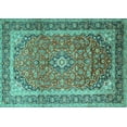 thumbnail image 1 of Ahgly Company Indoor Rectangle Medallion Turquoise Blue Traditional Area Rugs, 5' x 8', 1 of 4