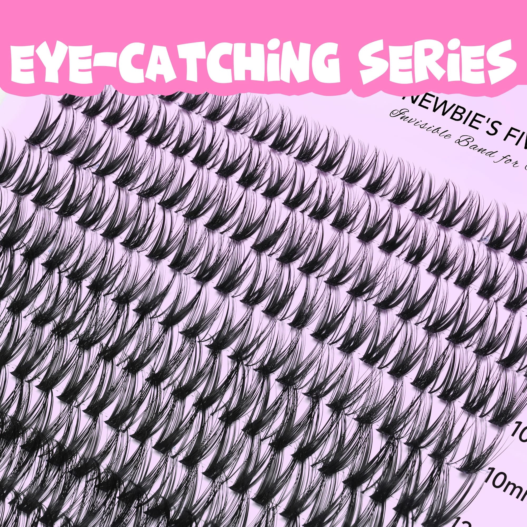 VEYESBEAUTY Ribbon Lash Clusters 154pcs, Fluffy Feathery Lashes with Invisible Band False Eyelash Reusable up to 7 Days Lash Kit