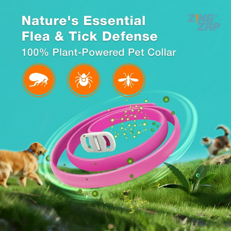 ZingZap Flea & Tick Collar 2-Pack Pink, Protects from Biting