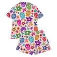 thumbnail image 5 of SJLDQY Halloween Girls Pajama Sets Skull Print Short Sleeve Shirts and Shorts 2 Piece Sets Casual Hallowmas Sleepwear Button Down Pjs for Girls, 5 of 5