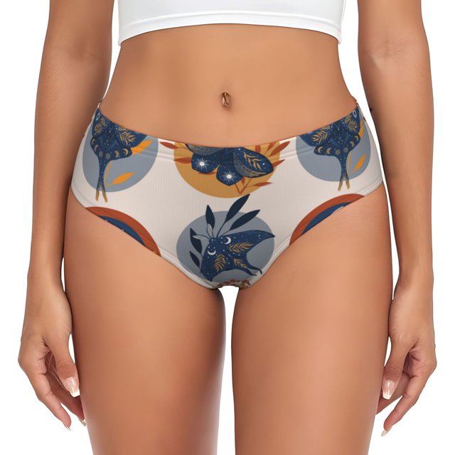 Balery Vintage Botanical Butterfly Art Ropa Interior de Algodón para Mujer con Dibujo – Braguitas Cómodas y Elásticas, Estilo Clásico-Small