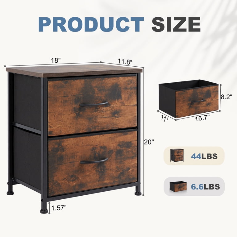 edx Nightstand with 2 Drawers, Rust Brown photo 6