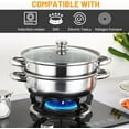 thumbnail image 6 of Steamer Pot Stainless Steel,2 Tier Steamer Pot 28cm Steamer Pot w/Glass Lid Food Veg Cooker Pot Cooking Pan Steaming Pot Dim Sum Cookware Steamer For Kitcken Cooking Tool, 6 of 14