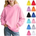 thumbnail image 5 of Fmbrln Girls Boys Cute Hoodies Long Sleeve Solid Color Hooded Sweatshirts Loose Comfy Lightweight Pullover Tops with Pockets Fall Fashion Clothes for Kids 2-14Y, 5 of 5