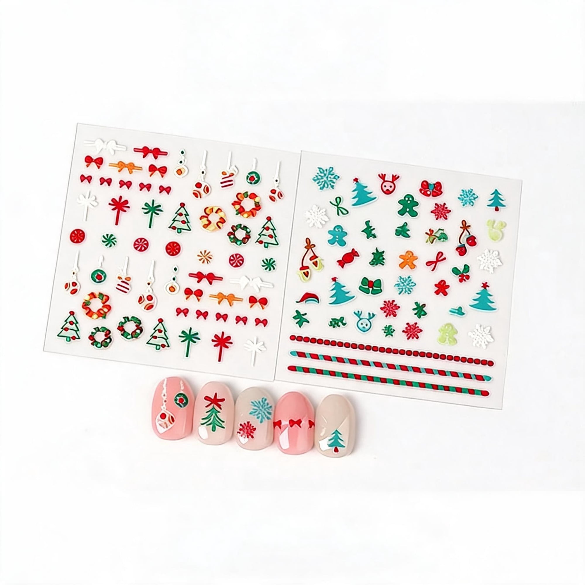 Holiday Nail Art Decals for Festive DIY Manicure, Santa, Reindeer, Snowflake & Tree Designs