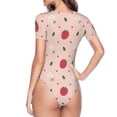thumbnail image 4 of Daiia Strawberry print Women's Crew Neck Short Sleeve Bodysuit Fashion Tops Fit Casual Basic Extender Bodysuit-X-Large, 4 of 9