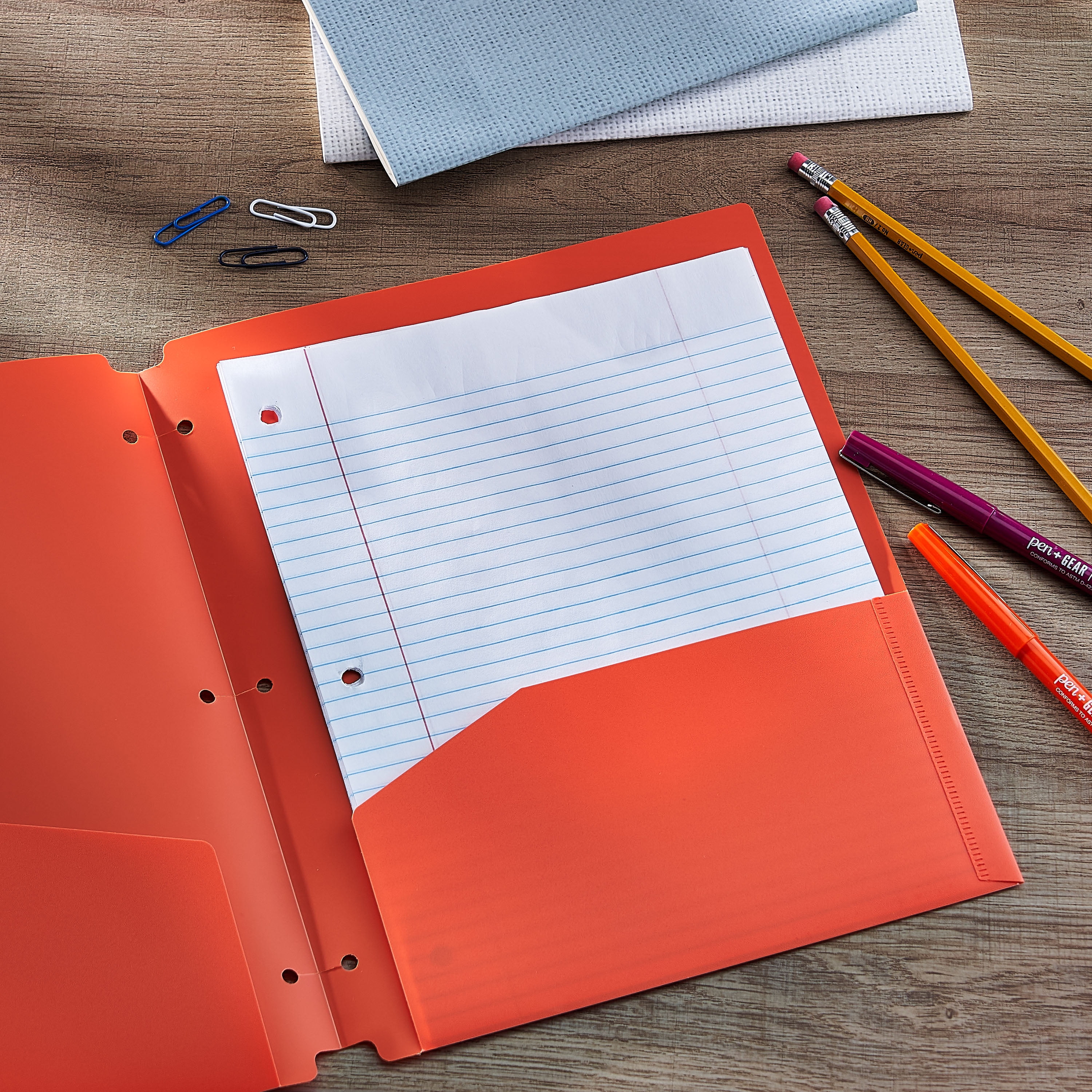 Pen+Gear 2-Pocket Poly Folders, Orange, 9.4