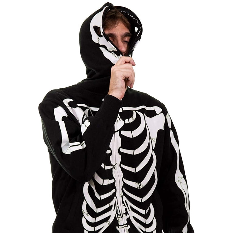 Zip Hoodie: Glow in The Dark Skeleton Costume Top (Front/Back) Size XL -  Walmart.com