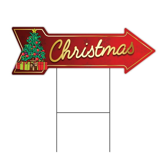 SignMission C-ARROW12-999915 12 x 36 in. Corrugated Plastic Single Sided Arrow Sign - Christmas
