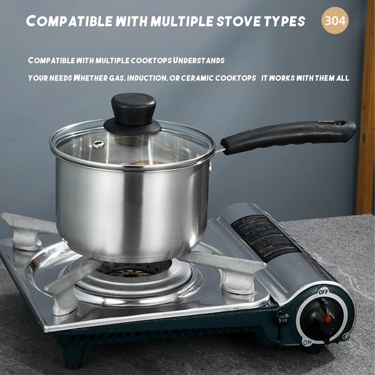 JOGGEIL Sauce Pan Set with Lids, 4 Piece Silver Stainless Steel Small Pot Set, Durable Cookware Multipurpose Stock Pots Set for Home Kitchen
