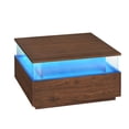 thumbnail image 2 of ModFusion Contemporary Square LED Coffee Table with 2 Drawers & Storage Shelf, Acrylic Center Table for Living Room Home Office, Brown, 2 of 9