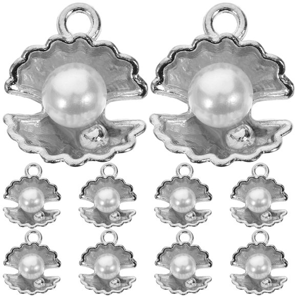 10pcs Shell and Pearl Pendants Metal Faux Pearl Drops DIY Jewelry Accessories for Crafting Unique Earrings Necklace Bracelets Making