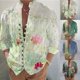 thumbnail image 5 of Men Casual Flower Print Loose Long Sleeve Button Down Tops Blouse Dress Shirt, 5 of 8