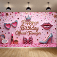 thumbnail image 6 of Sparkling Pink Hearts Happy Birthday Banner for Teenage Girls Birthday Party Glitter Decoration, 6 of 8