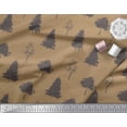 thumbnail image 2 of Soimoi Brown Poly Georgette Fabric Stencil Tree Decor Fabric Printed Yard 42 Inch Wide, 2 of 3