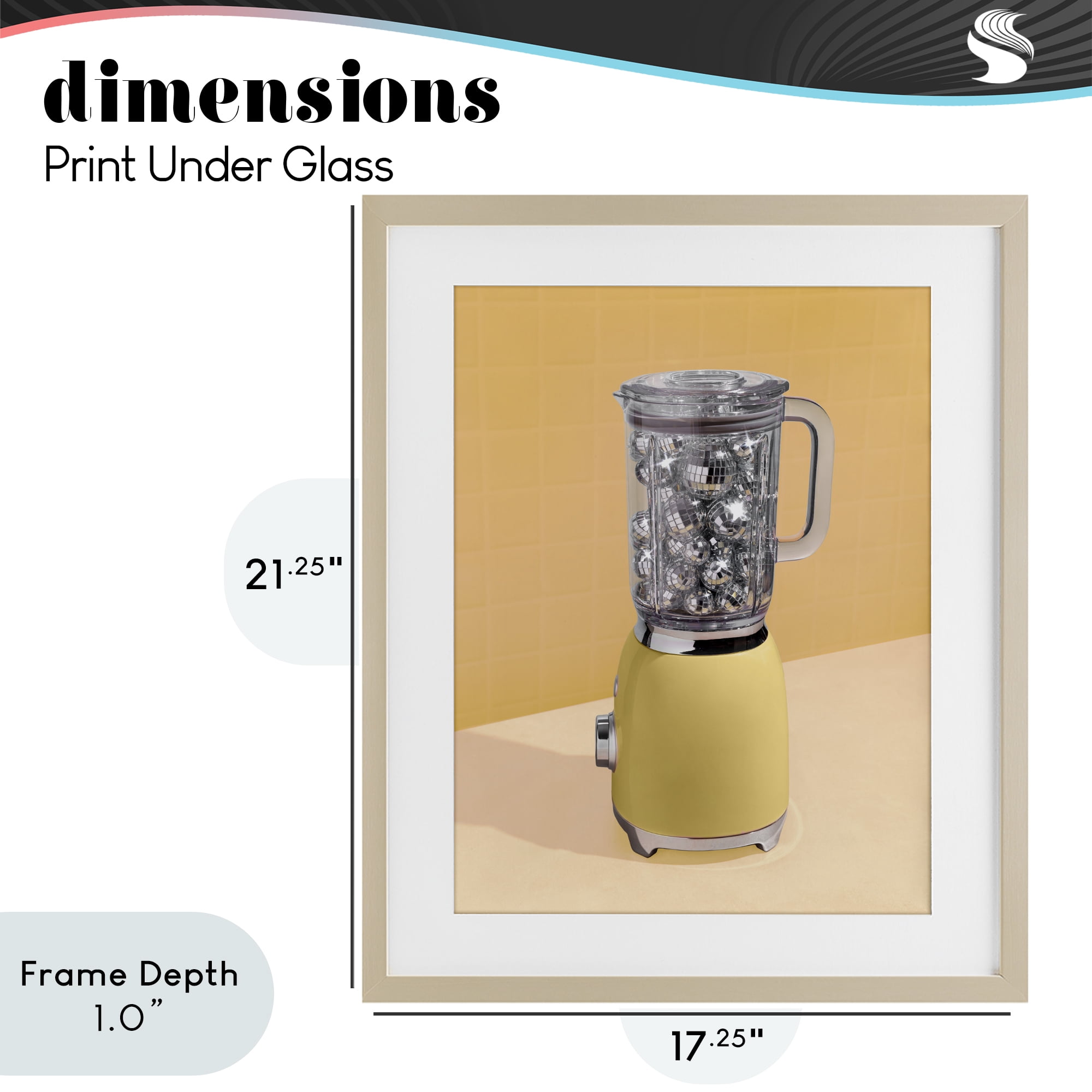 Stupell Industries Disco Drink Blender over Yellow Birch Framed Print Under Glass, design by LISH Creative
