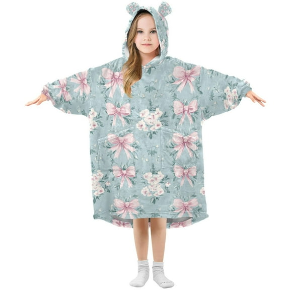 joogoo Wearable Blanket Hoodie for Bows Floral Oversized Sherpa Hooded 3-14 YR M