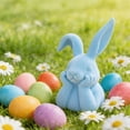thumbnail image 5 of Large Easter Bunny Table Easter Decor 8" Thinking Rabbits Figurine Resin Table Centerpiece For Home Indoor Elegant Easter Gift Blue, 5 of 9