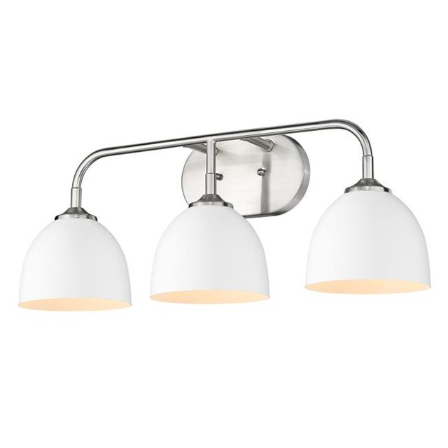 Golden Lighting 6956-BA3 PW-WHT Zoey 3 Light Bathroom Vanity, Pewter