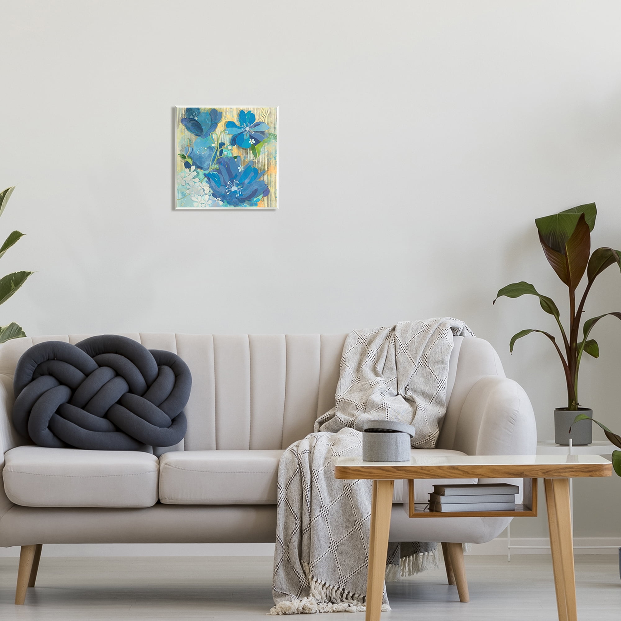 Stupell Modern Blue Geraniums Patterned Botanical & Floral Painting Wall Plaque Unframed Art Print Wall Art