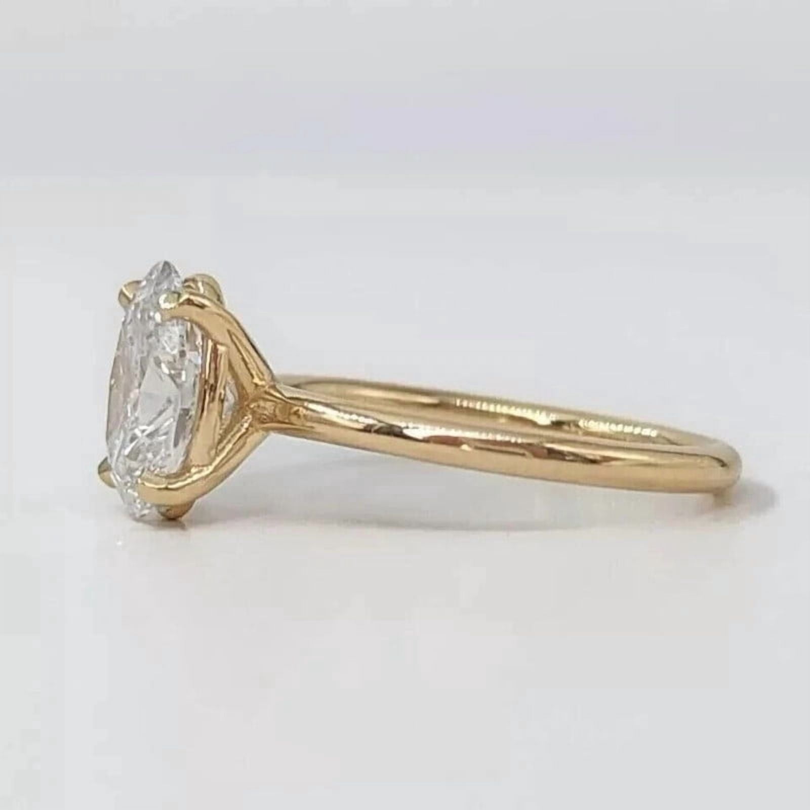 solitaire jewels 2.5CT Oval Moissanite Solitaire Engagement Ring For Women, 18K Yellow Gold
