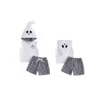 thumbnail image 2 of RUINIXCW Toddler Baby Boys Halloween Outfits Adorable Ghost Embroidery Zip Up Hooded Vest and Plaid Shorts Set, 2 of 8