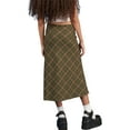 thumbnail image 4 of Qiylii Women Casual Long Skirt, Plaid Printed Pattern High Waist, Dark Green, 4 of 5