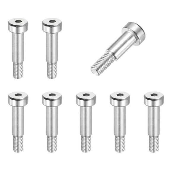 8 Pcs 304 Stainless Steel Shoulder Bolt 6mm Shoulder Dia 12mm Shoulder Length M5x0.8 Thread Hex Socket Shoulder Bolts for Hydraulic Injection Molding Machinery Industries
