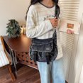 thumbnail image 3 of Sunyuer Women Vintage Washed Denim Messenger Bag, Large Capacity Casual Crossbody Shoulder Bag, Adjustable Strap Multi Pocket Fashion Denim Satchel Purse for Travel Daily Commute, 3 of 8