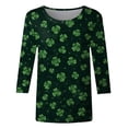 thumbnail image 3 of WOYY Girl's St. Patrick's Day T Shirt Clover Print 3/4 Sleeve Crew Neck T-Shirt, Sizes 3-13, 3 of 3