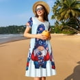 thumbnail image 4 of Disketp Cute Gnomes in USA1 para Vestido de Manga Corta para Mujeres, Vestidos de Verano para Mujeres, Casual y Holgado para la Playa, 4 of 6