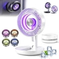 thumbnail image 1 of 3-In-1 USB Desk Fan with Colorful Led Light, Rechargeable Portable Table Foldable Fan, Quiet Rechargeable Table Fan, Small Desk Fan 5-Speed Adjustment for Bedroom Office Dorm Travel (White), 1 of 1