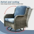 thumbnail image 4 of XIZZI Outdoor Patio Wicker Swivel Rocker Set,3-Piece Rocking Chair Bistro Set with Denim Blue Cushions and Coffee Table,Grey Wicker, 4 of 10