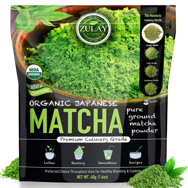 Zulay Matcha Green Tea Powder Authentic Japanese Culinary Matcha Tea Powder Used For Lattes Smoothies Amp Baking Matcha Powder 40g Starter Size 1 4 Ounce Pack Of 1 Walmart Com Walmart Com