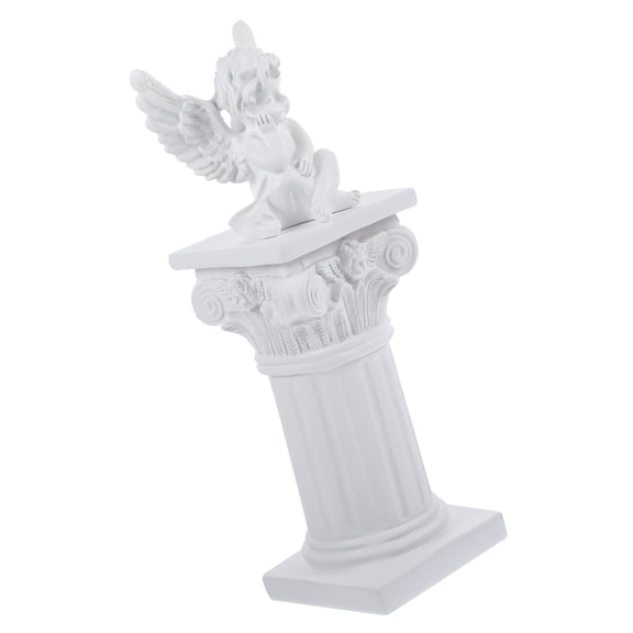 WORGEOUS White Resin Bust Sculpture European Style Decorative Plaster Pillar Statue for Home Decor