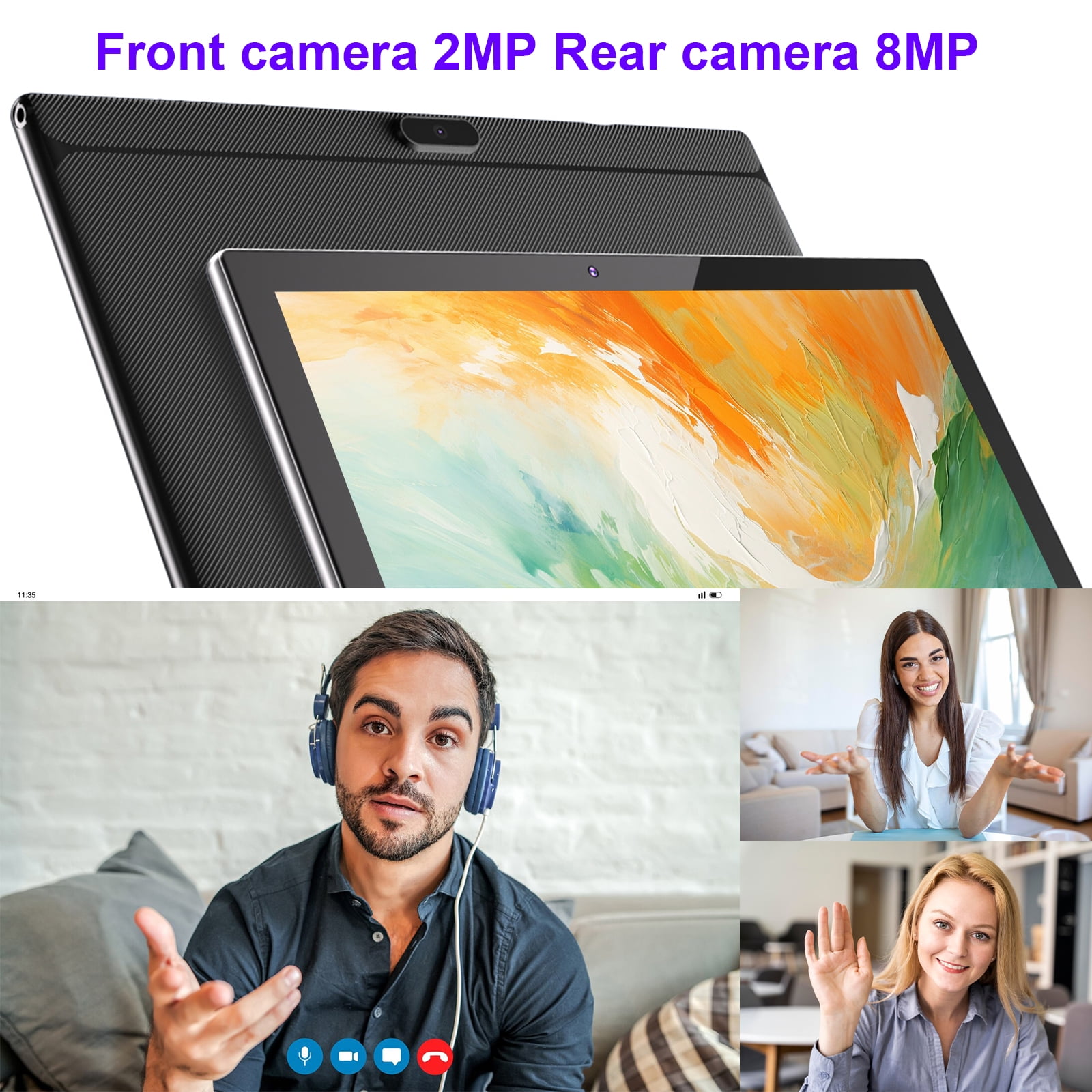 10 inch Tablet Android, 2 in 1 Tablet with Keyboard, 4GB+64GB Tablet PC, Quad Core, 1280 * 800 HD Screen, Dual Camera, Wi-Fi, BT Computer Tablets with Case Mouse Stylus