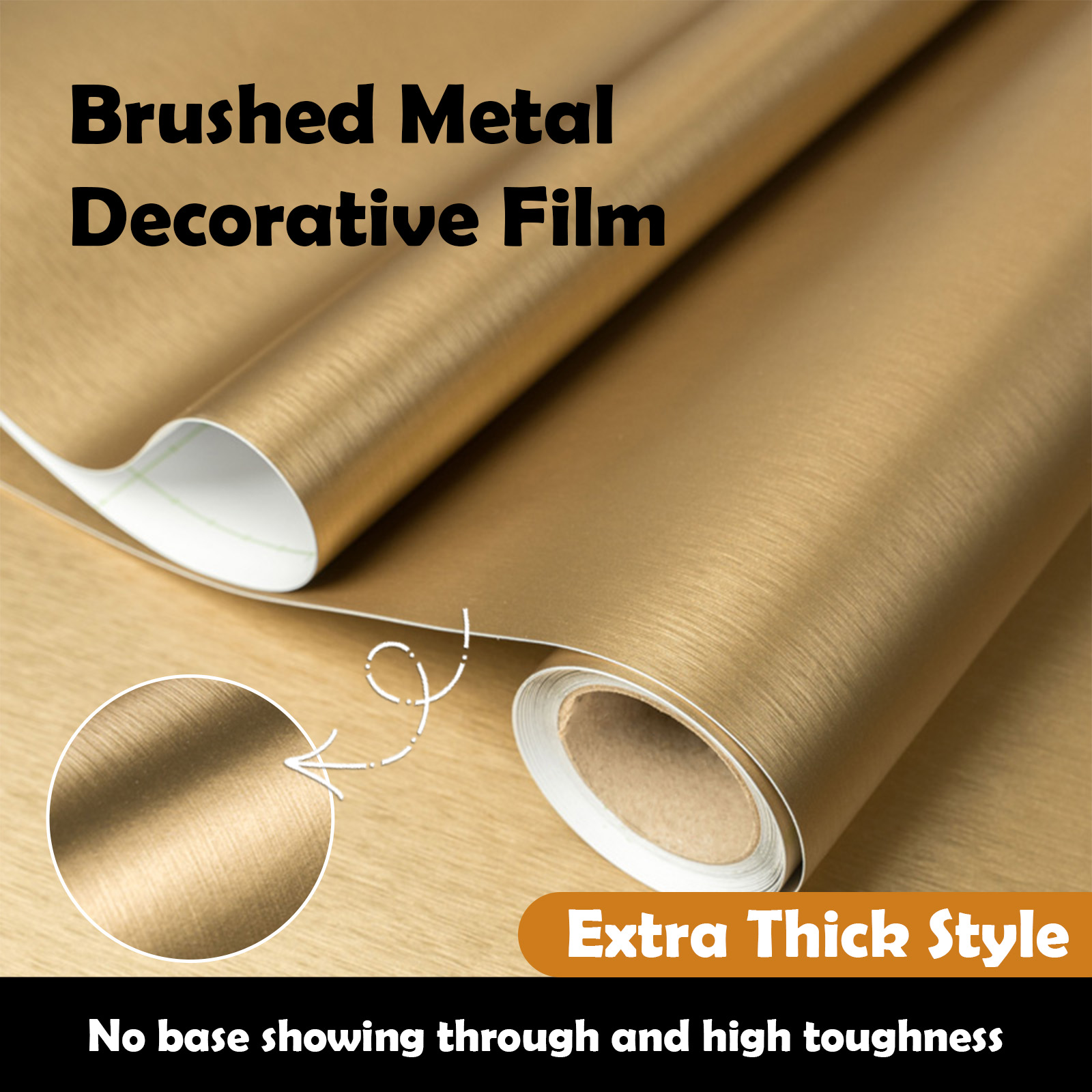 Brushed Metal Texture PET Peel and Stick Wallpaper Self Adhesive Waterproof Metallic Vinyl Finish for Wall Backsplash or Furniture Industrial Style Refrigerator Color Change 23.62 in*118/ 197 in