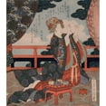 thumbnail image 2 of Yashima Gakutei 15x17 Black Ornate Wood Framed Double Matted Museum Art Print Titled - Representing the Tanabata Festival; Weaver Princess Threading a Needle (circa 1820-1830), 2 of 5