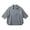 Gray, variant on Women's Notch Collar 3/4 Sleeve Blouse, Half Open V Neck Curved Side Slit Hem Loose Linen Blend Casual Top, S-2XL