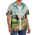 thumbnail image 2 of Uemuo Prairie Pasture Cow Pattern Cotton Linen Short Sleeve Shirts,Casual Lightweight Button Down Shirts,Vacation Beach Summer Tops-XX-Large, 2 of 7