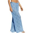 thumbnail image 3 of Womens Crochet Swimsuit Coverup Pants High Waisted Drawstring Sexy Sheer Mesh Knit Wide Leg Beach Pants, 3 of 6