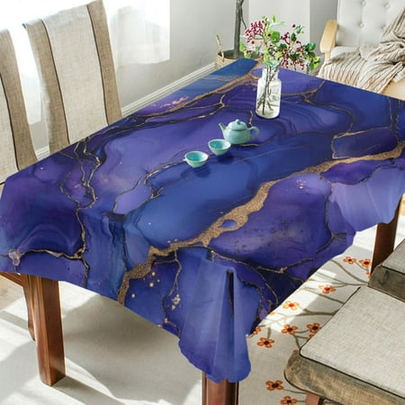 

WOBOGO Purple Gilt Marble Square Tablecloth 54×72in Polyester Fabric Tablecloth Washable Dust Resistant Wrinkle Resistant