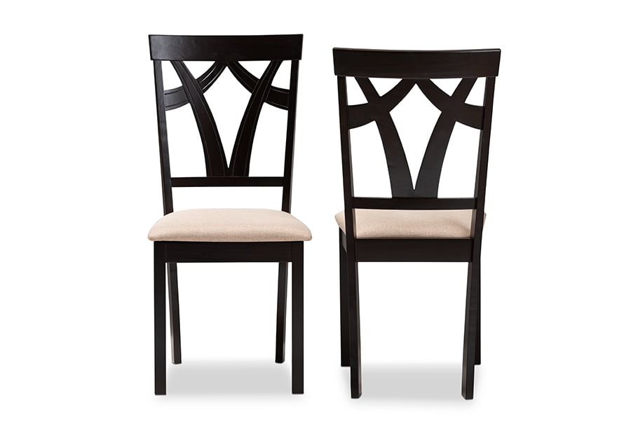 Baxton Studio Sylvia Modern and Contemporary Sand Fabric Upholstered and Espresso Brown Finished Dining Chair Set
