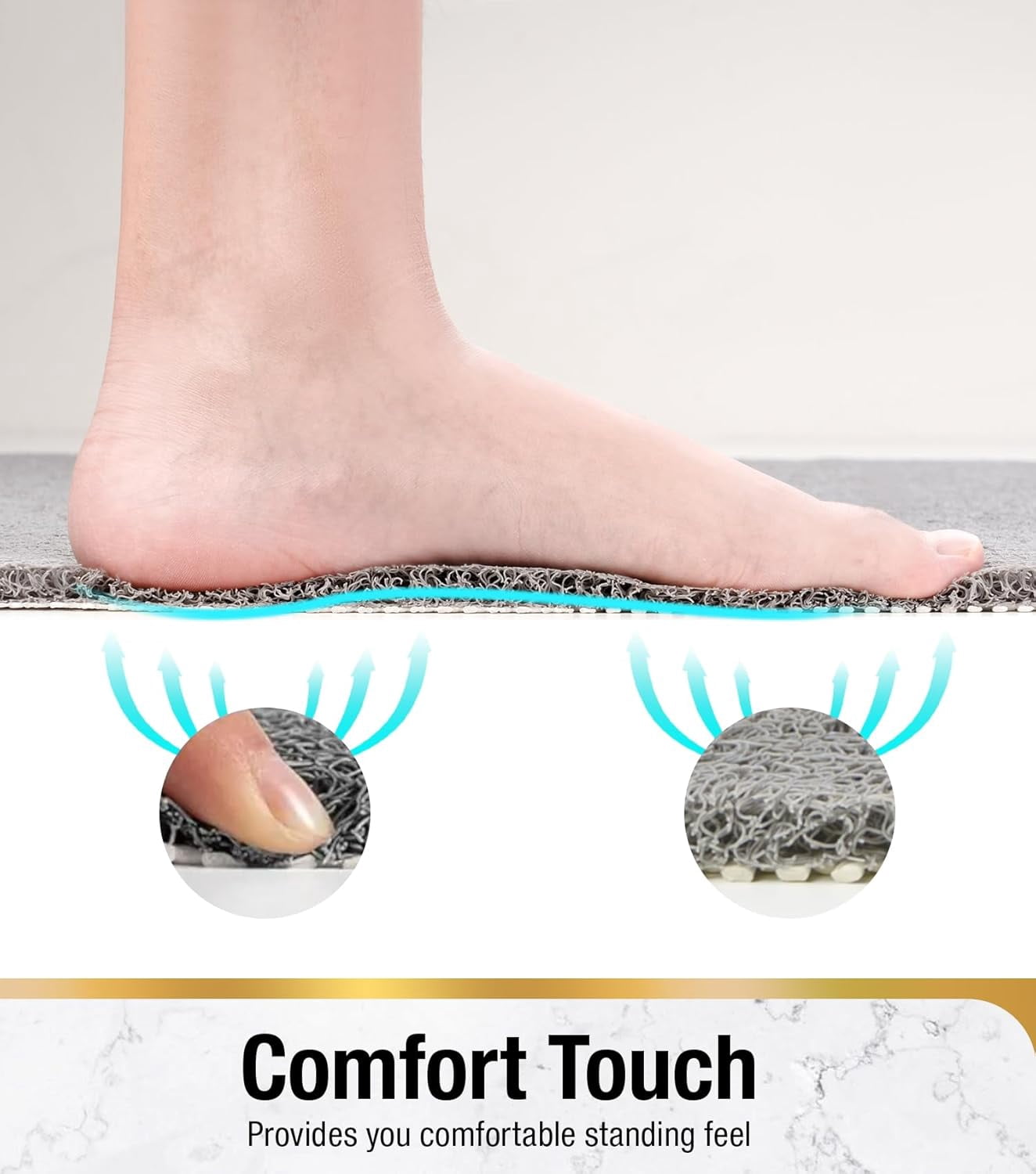 UniVerse Shower Mat,32 x 24 Inch Non Slip Bath Mat for Tub, Soft PVC Loofah Bathtub Mats with Drain Holes, Quick Drying Bathroom Stall Floor Mat, Bathroom Accessories Without Suction Cup, Grey