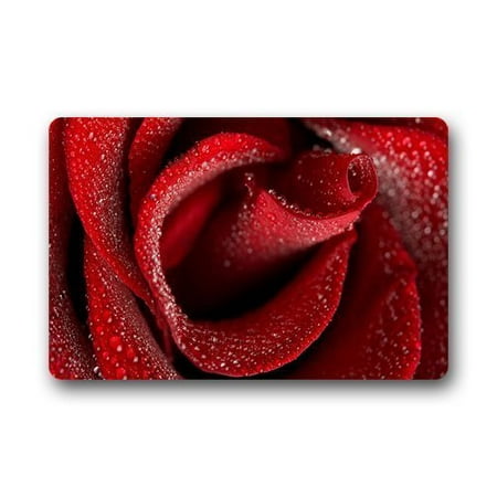 WinHome Beautiful Rain Drops On Red Rose Flower Doormat Floor Mats Rugs Outdoors/Indoor Doormat Size 23.6x15.7 (Best Outdoor Rugs For Rain)