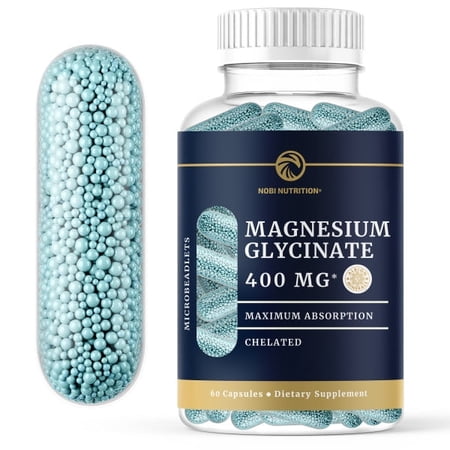 Nobi Nutrition Magnesium Glycinate Supplement  400mg  60 Capsules